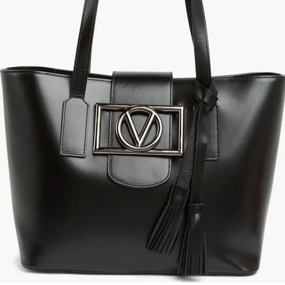 Valentino Handbags - NWT Valentino By Mario Valentino Delphine Super V Leather Tote Bag Black